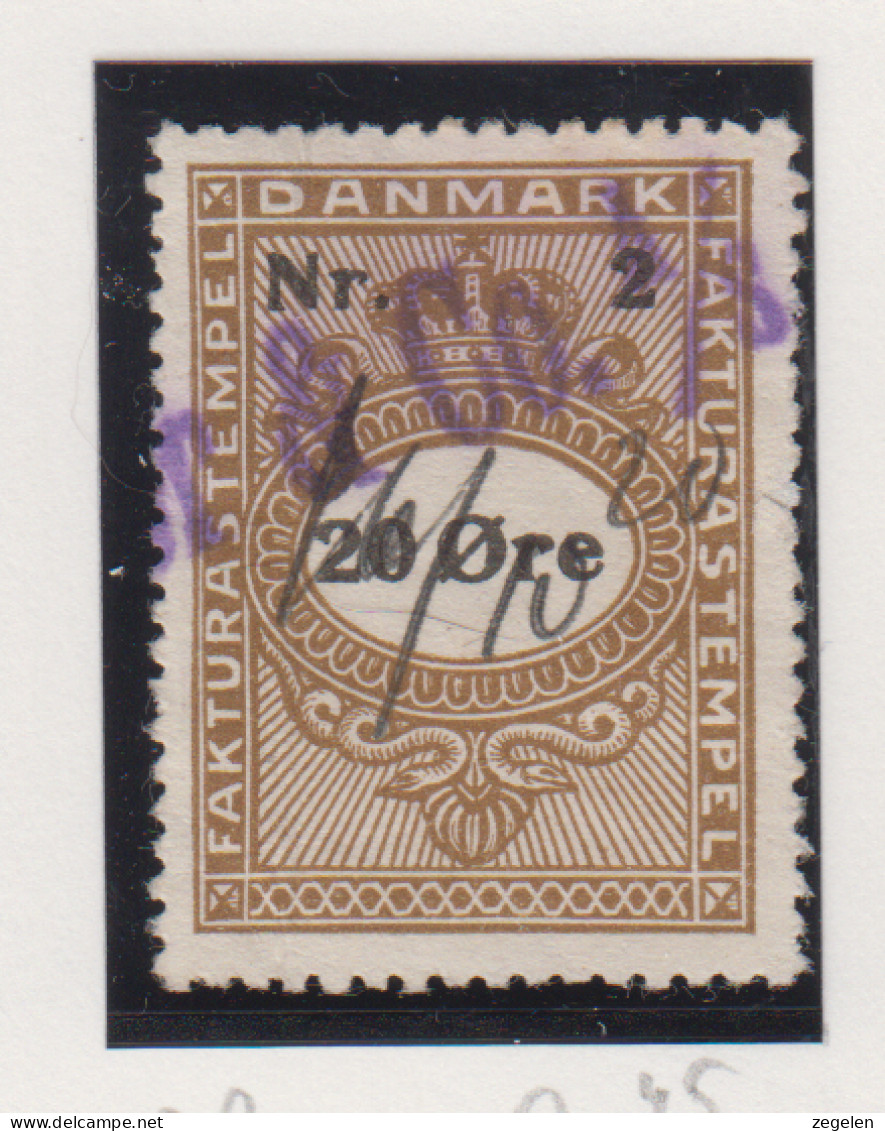 Denemarken Fiskale Zegel Cat. J.Barefoot Faktura 2B - Revenue Stamps