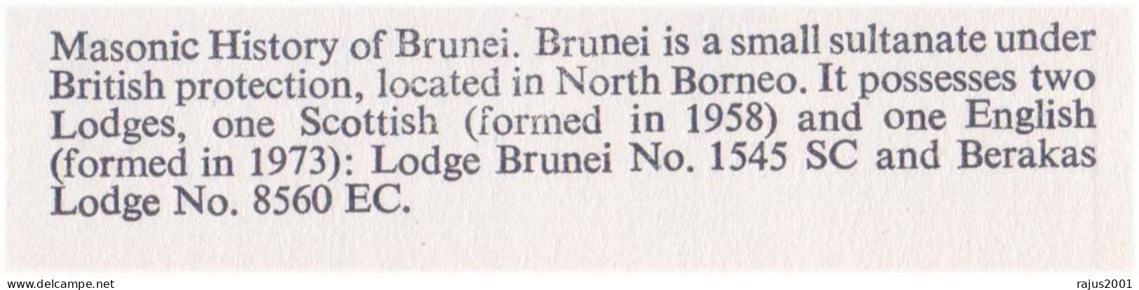 Masonic History Of Brunei, Lodge Brunei No 1545, Berakas Lodge No 8560, Bats, Bat, Animal, Freemasonry, Masonic Cover - Freimaurerei