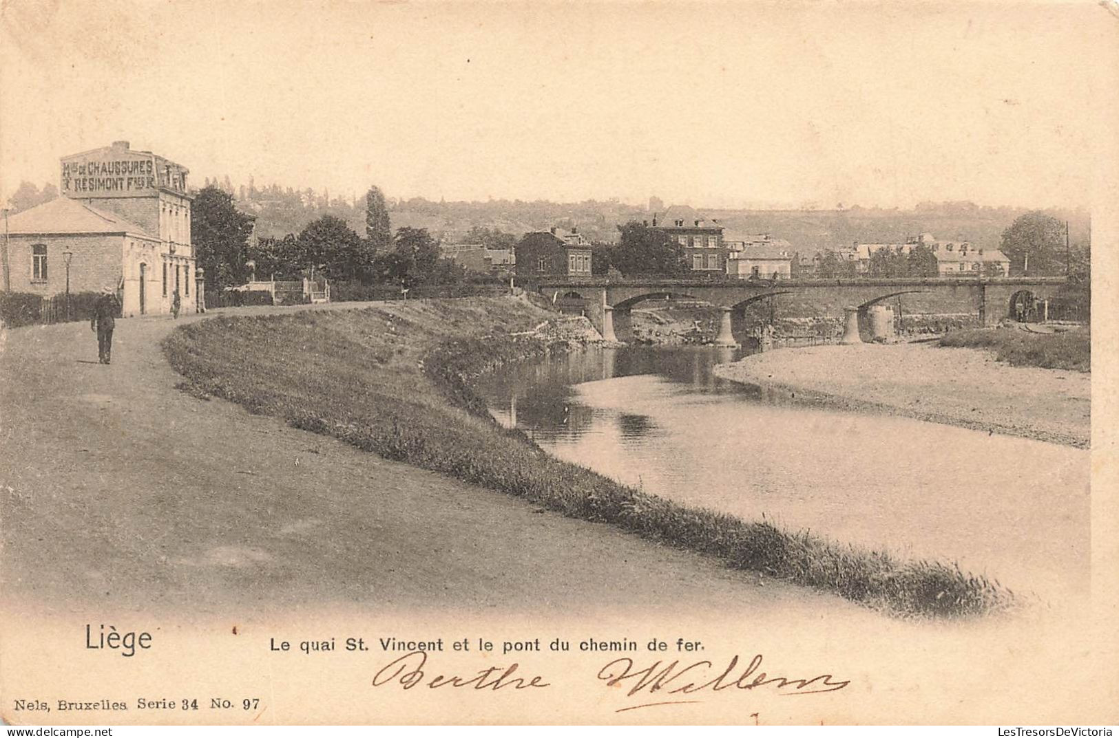 BELGIQUE - Liège - Vue Générale - Le Quai St Vincent Et Le Pont Du Chemin De Fer - Carte Postale Ancienne - Liege