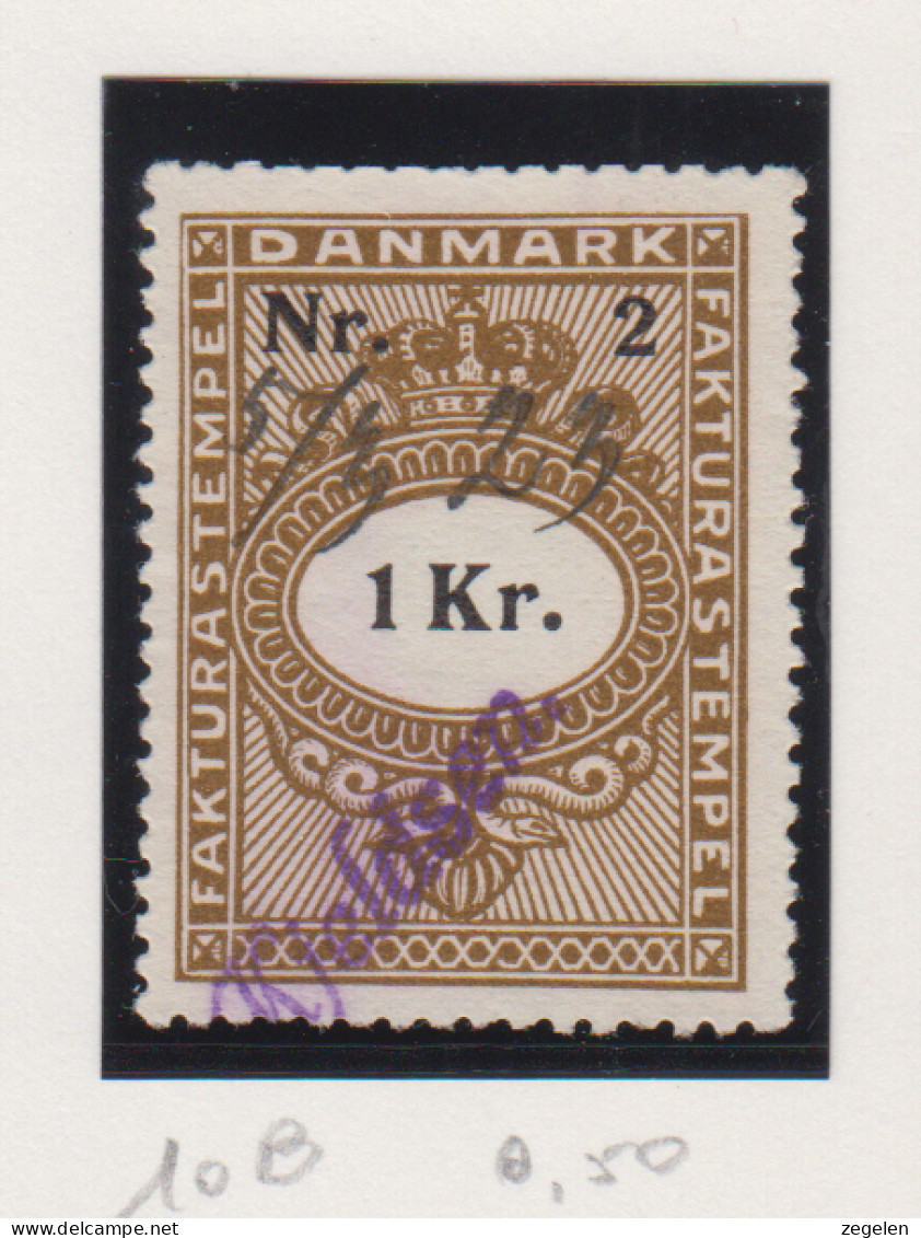 Denemarken Fiskale Zegel Cat. J.Barefoot Faktura 10B - Revenue Stamps