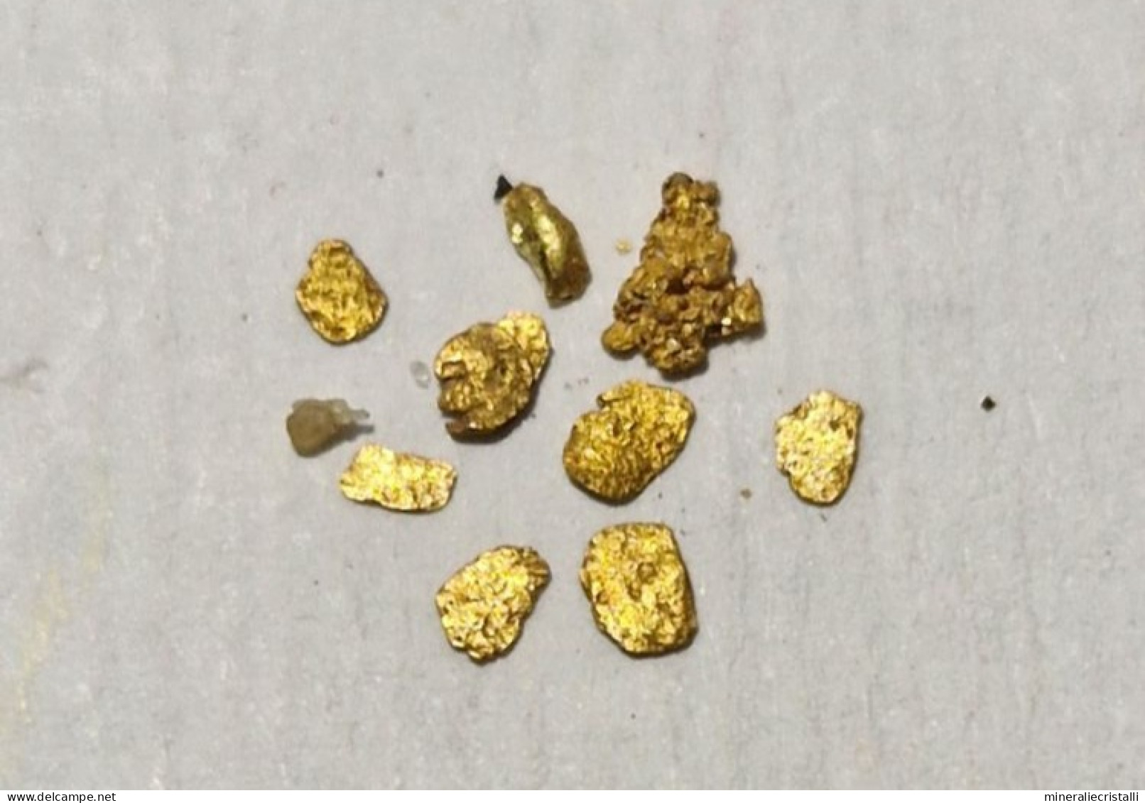3 Scagliette Di Oro Italiano Misura 1-2mm Fiume Ticino Italia - Minerales