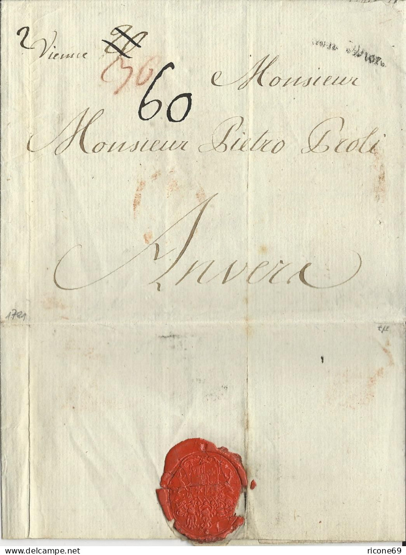Österreich 1784, L1 "von Wien" Auf Porto Brief N. Anvers Belgien. #3007 - ...-1850 Vorphilatelie