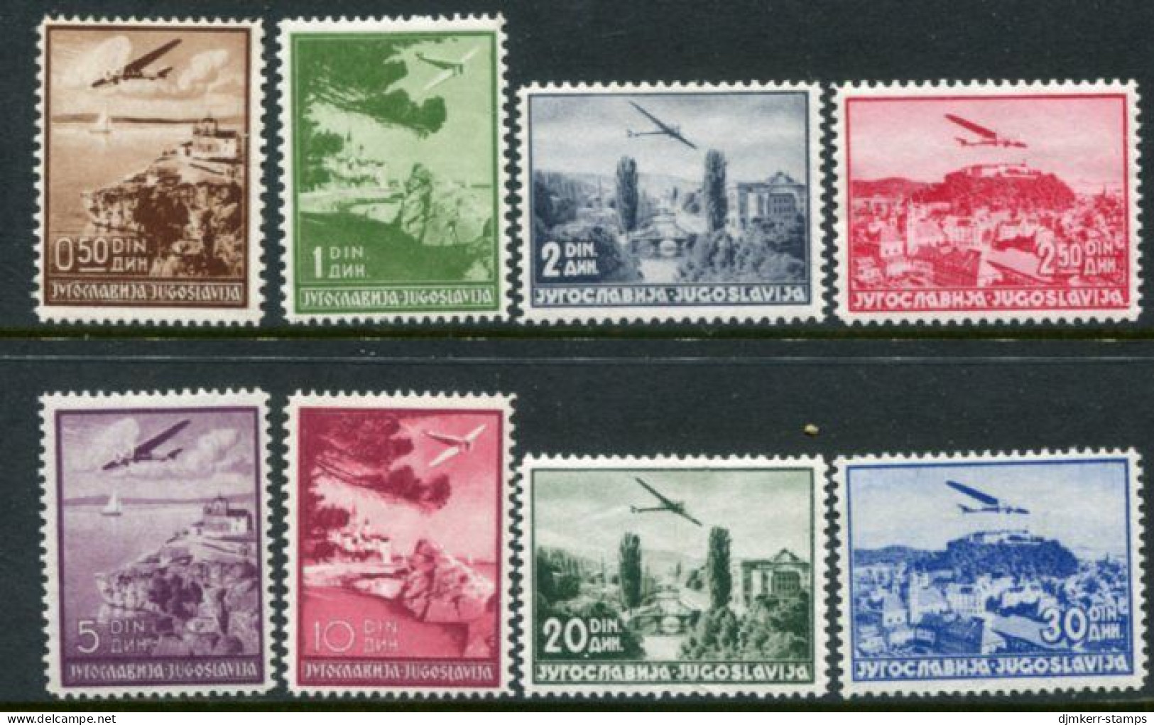 YUGOSLAVIA 1937 Airmail  With Mixed Perforations MNH / **.  Michel 340-47 - Ongebruikt