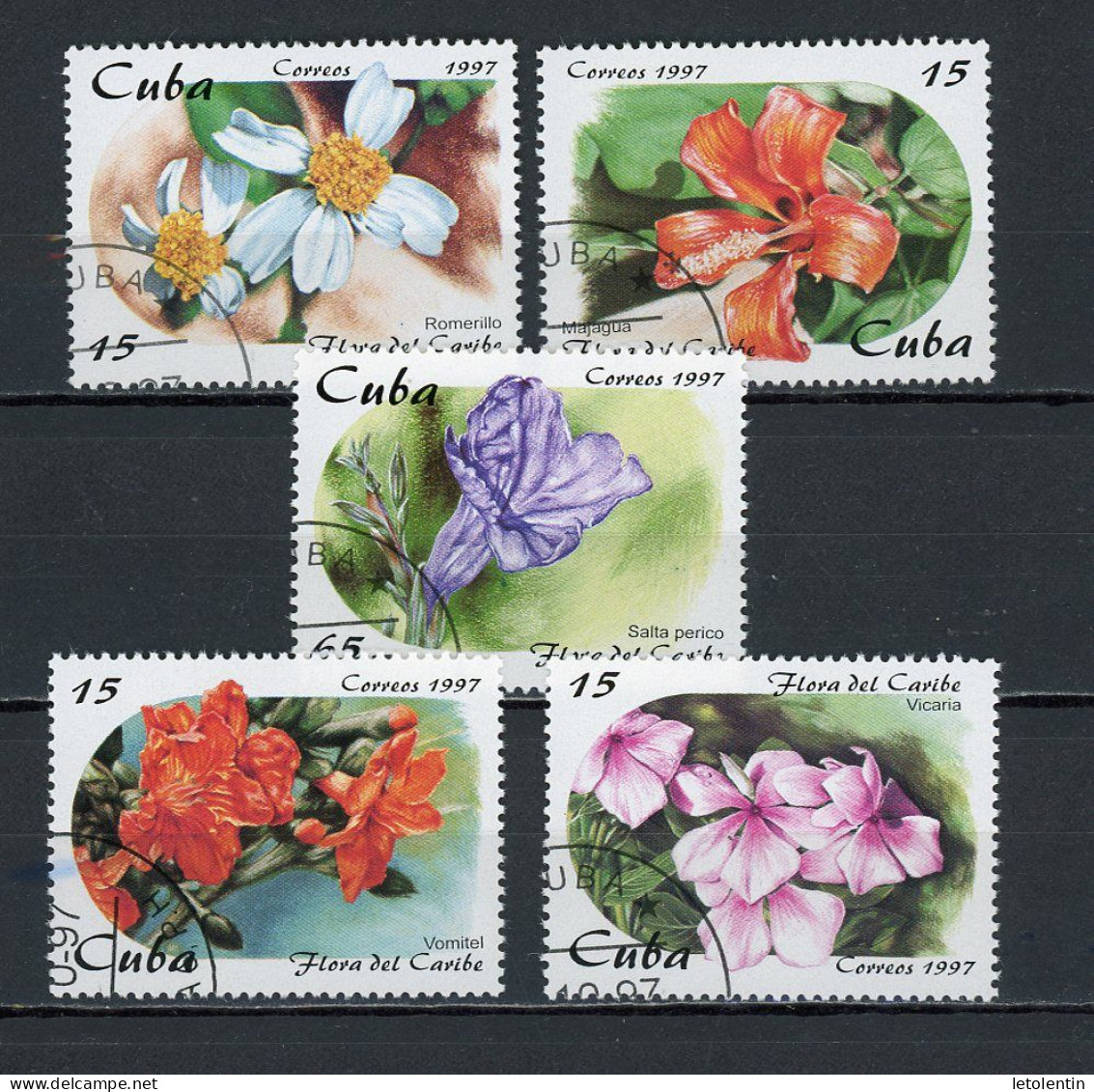 CUBA - FLORE  N°Yt 3667/3671 Obl. - Usati