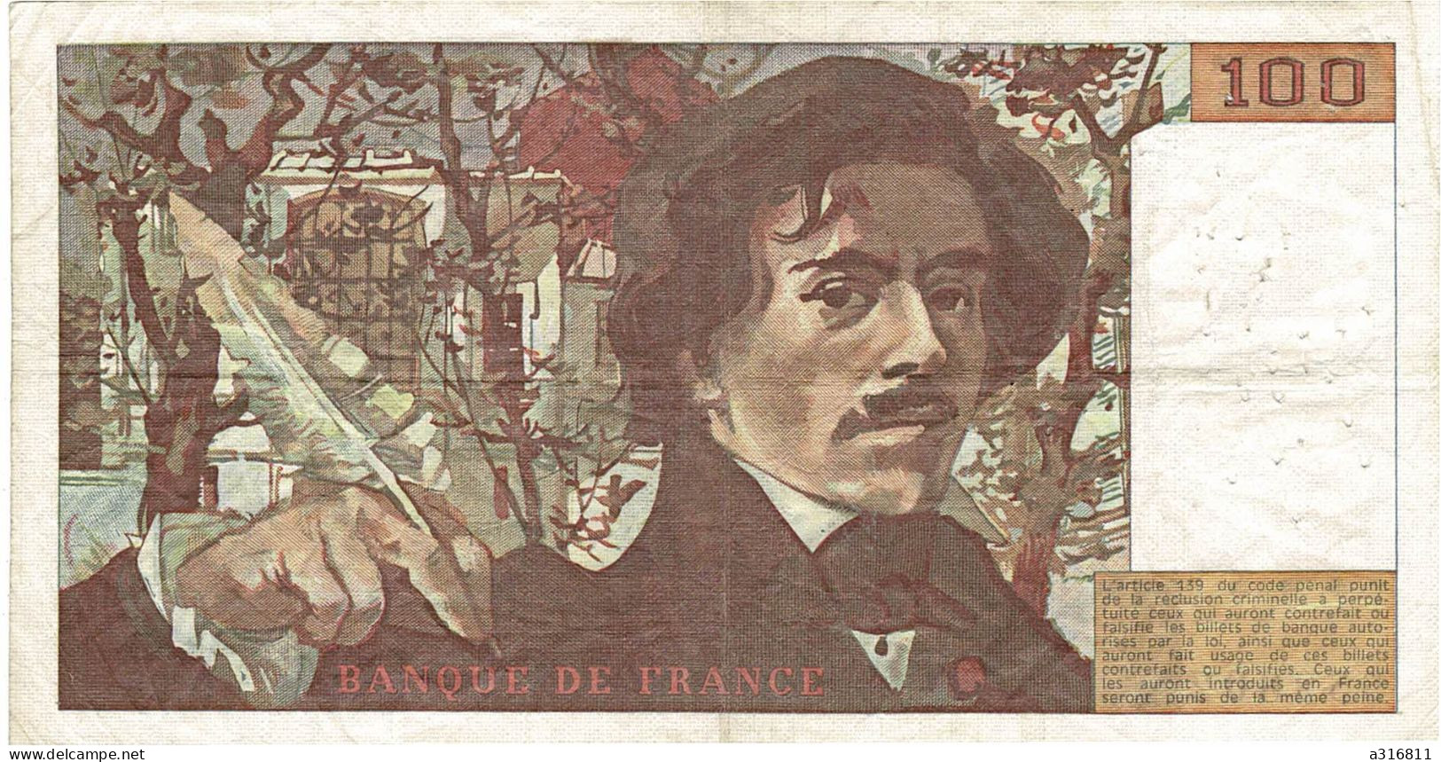 Billet 100 Francs 1980 - 100 F 1978-1995 ''Delacroix''