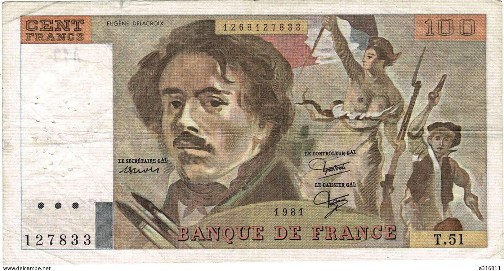 Billet 100 Francs 1981 - 100 F 1978-1995 ''Delacroix''