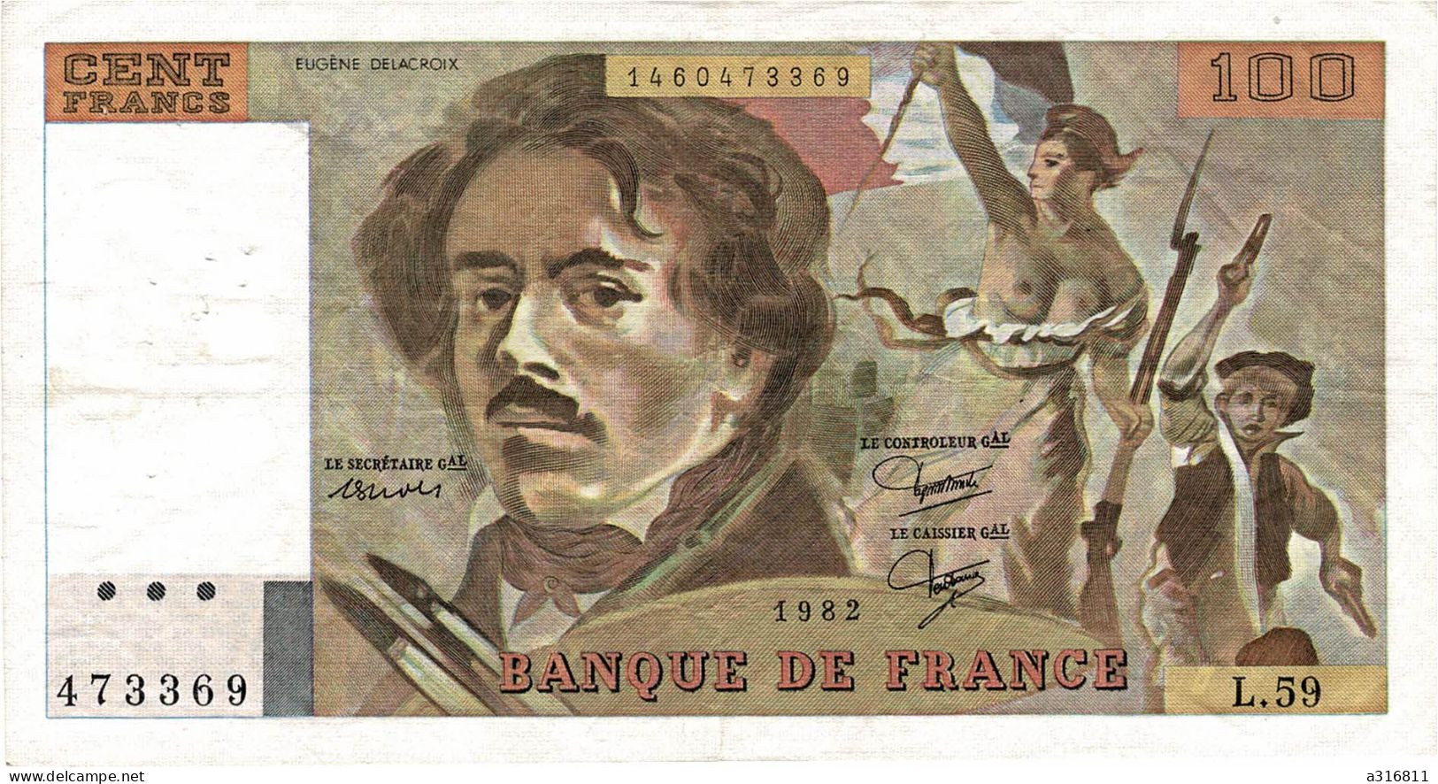 Billet 100 Francs 1982 - 100 F 1978-1995 ''Delacroix''