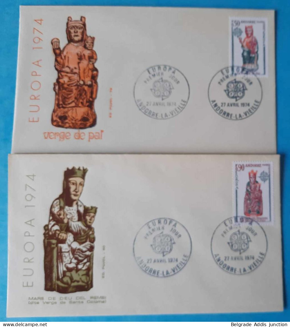 Andorra Andorre Yv.237/38 Série Complète Sur 2 Enveloppes FDC 1974 Europa - FDC