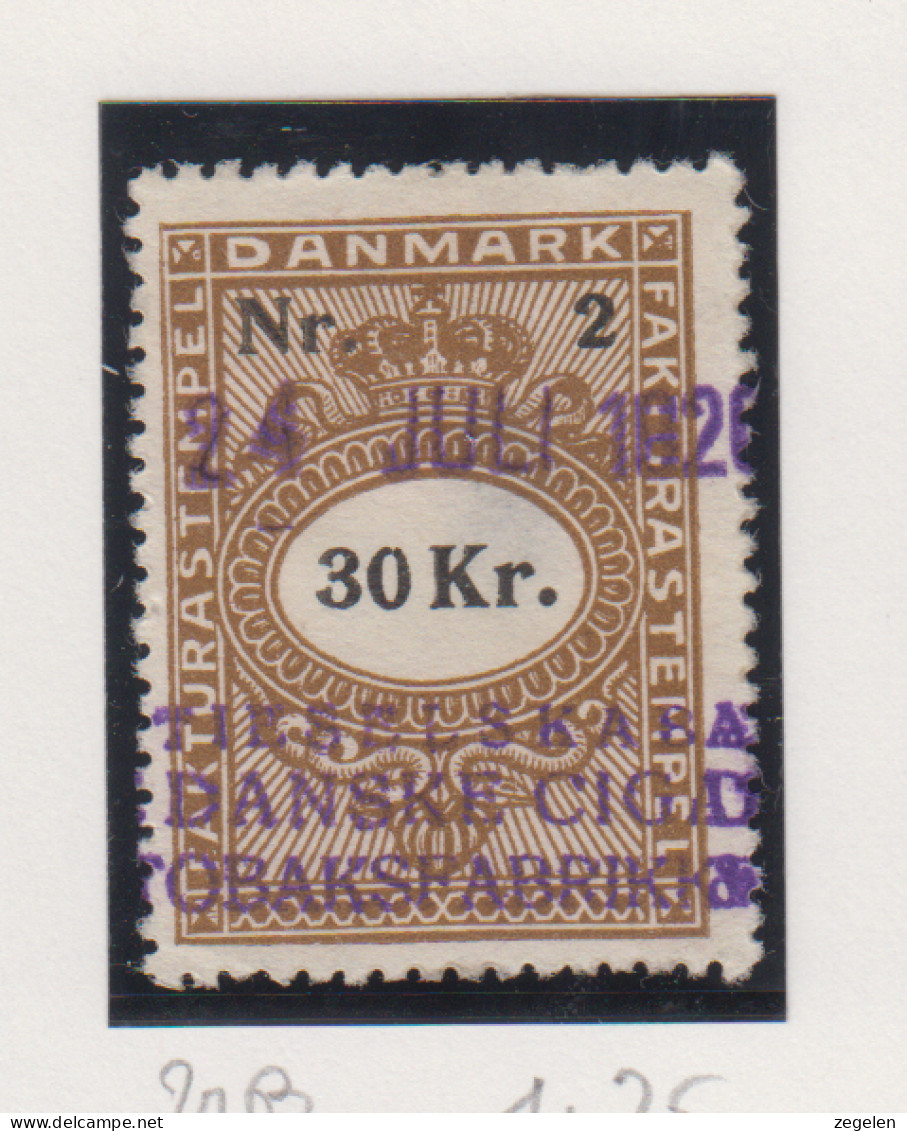 Denemarken Fiskale Zegel Cat. J.Barefoot Faktura 21B - Revenue Stamps