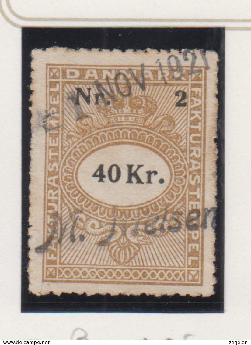 Denemarken Fiskale Zegel Cat. J.Barefoot Faktura 22B - Revenue Stamps
