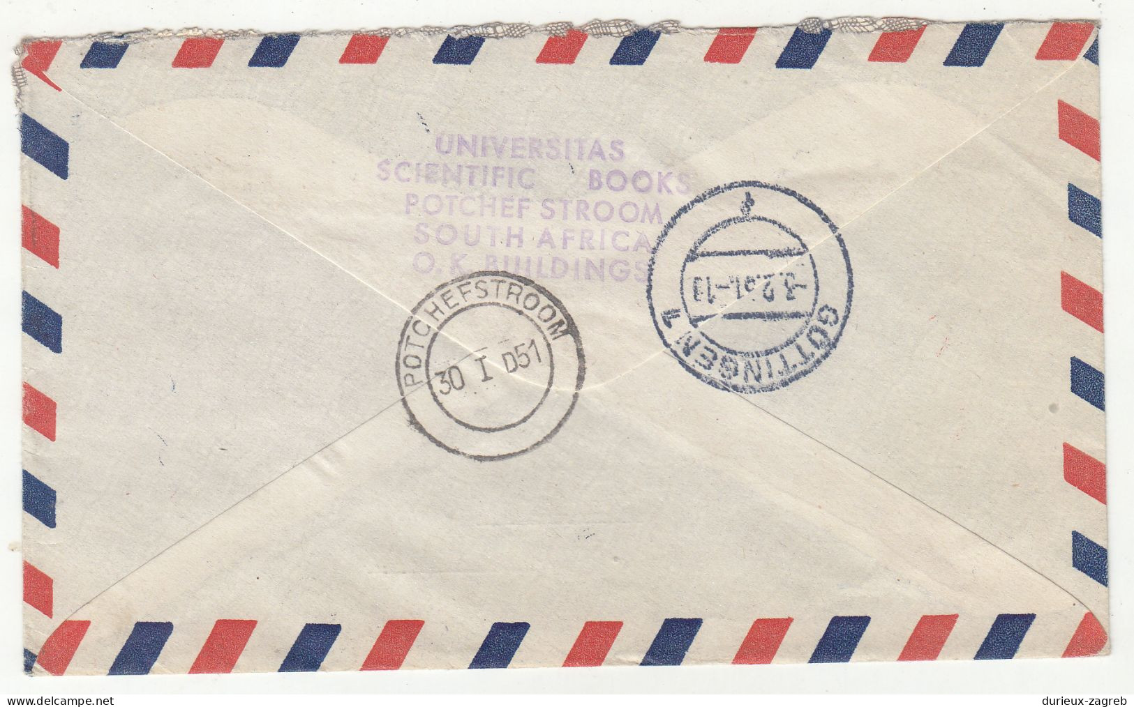 South Africa Air Mail Letter Cover Posted Registered 1951 Potchefstroom To Germany B240301 - Covers & Documents