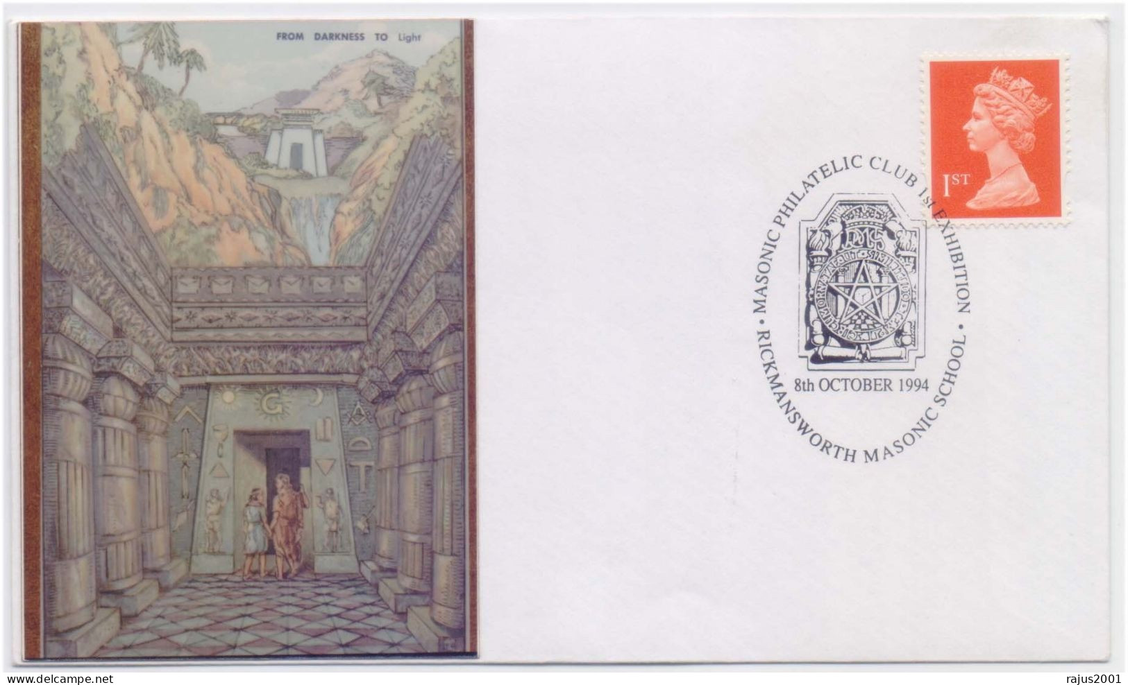 From Darkness To Light Royal Masonic School, David Star, Judaica, Freemasonry, Masonic Temple, Britain FDC - Freimaurerei