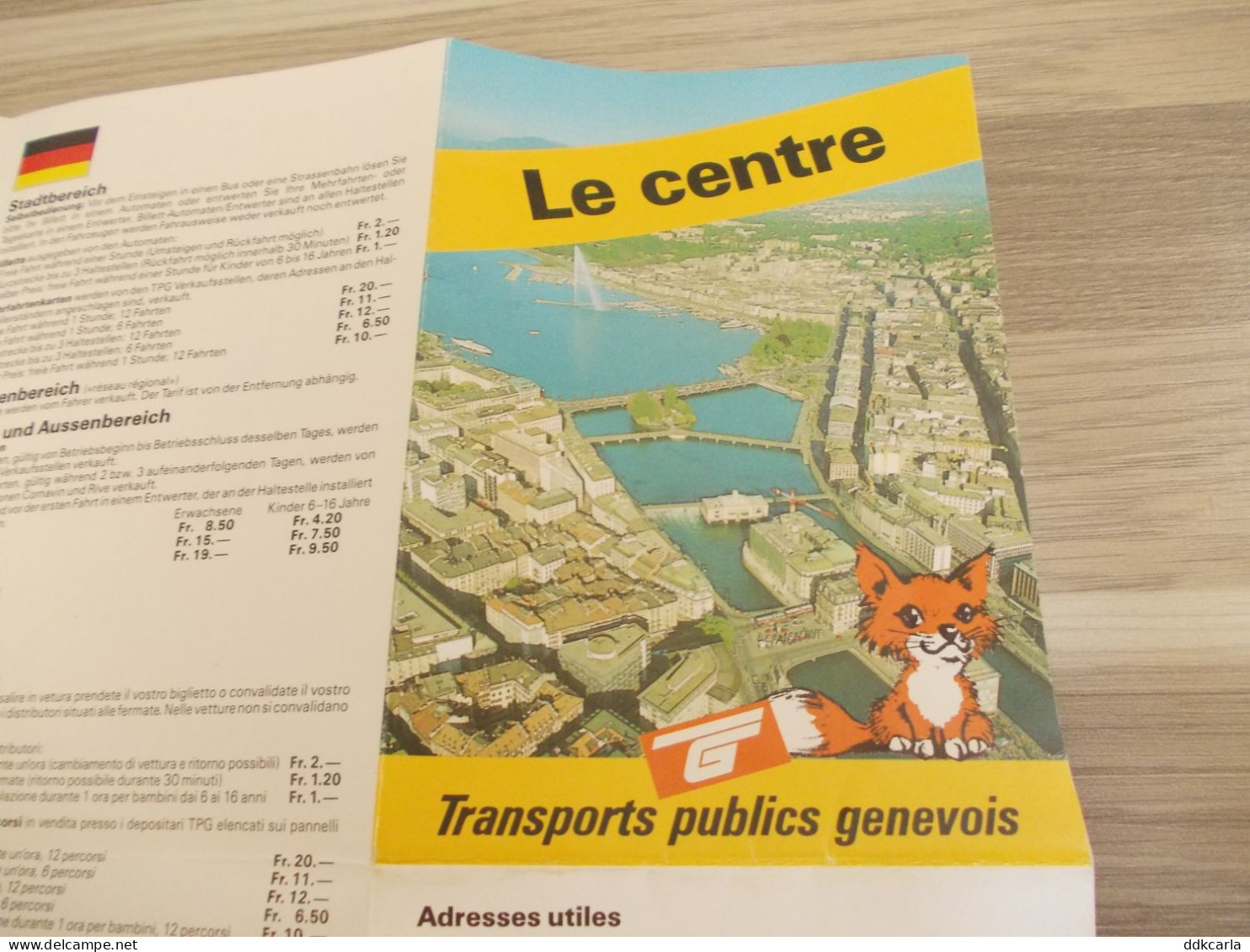 Le Centre - Transports Publics Genevois - Carte 1992 - Eisenbahnverkehr