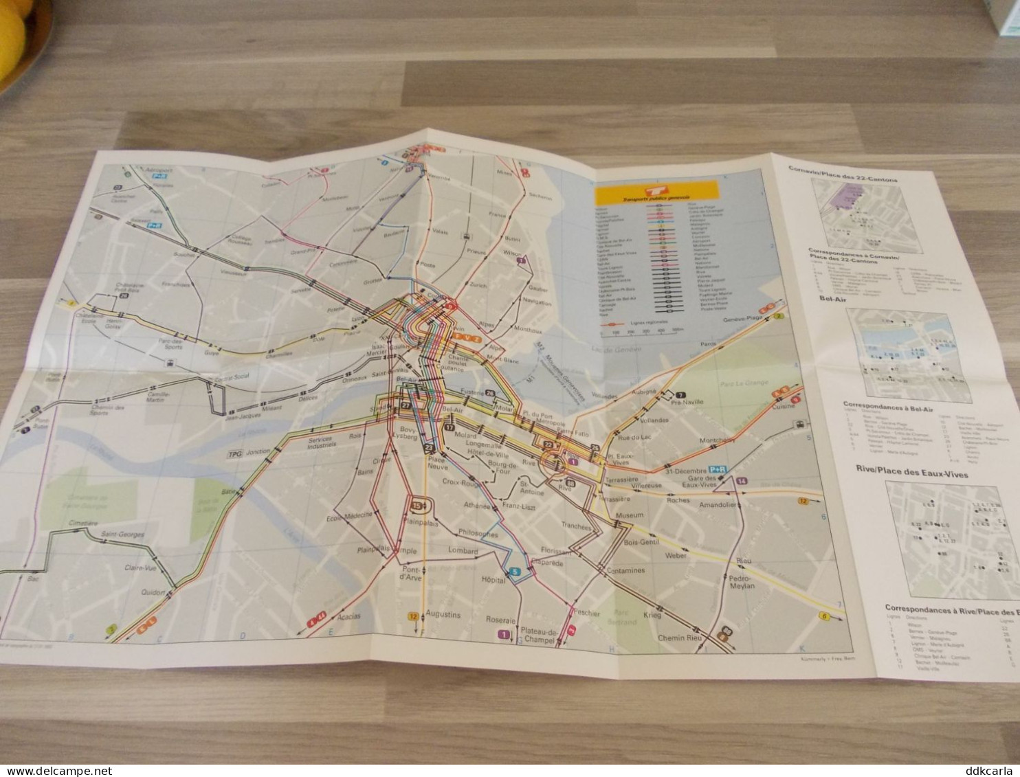 Le Centre - Transports Publics Genevois - Carte 1992 - Chemin De Fer
