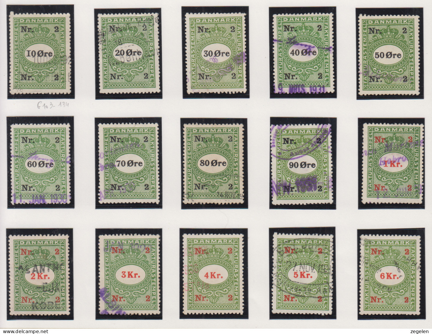 Denemarken Fiskale Zegel Cat. J.Barefoot Faktura 103G/117G - Revenue Stamps