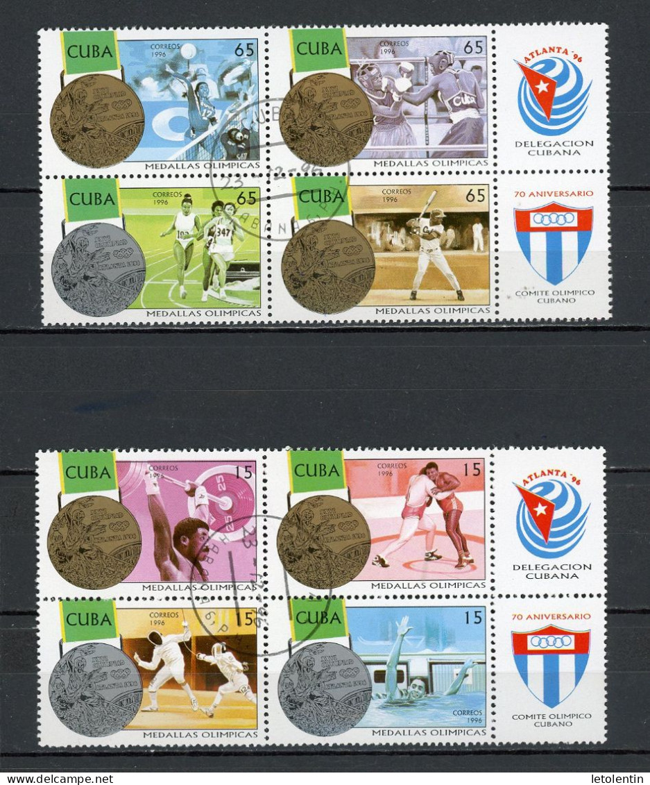 CUBA - MEDAILLÉS D'ATLANTA  N°Yt 3581/3588 Obl. - Usati