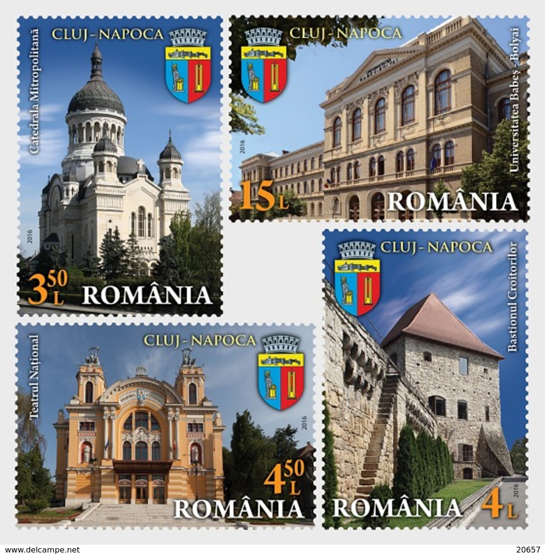 Roumanie Romania 6042/45 Architecture, Armoiries, Théâtre, Cathedrale, Chateau - Briefmarken