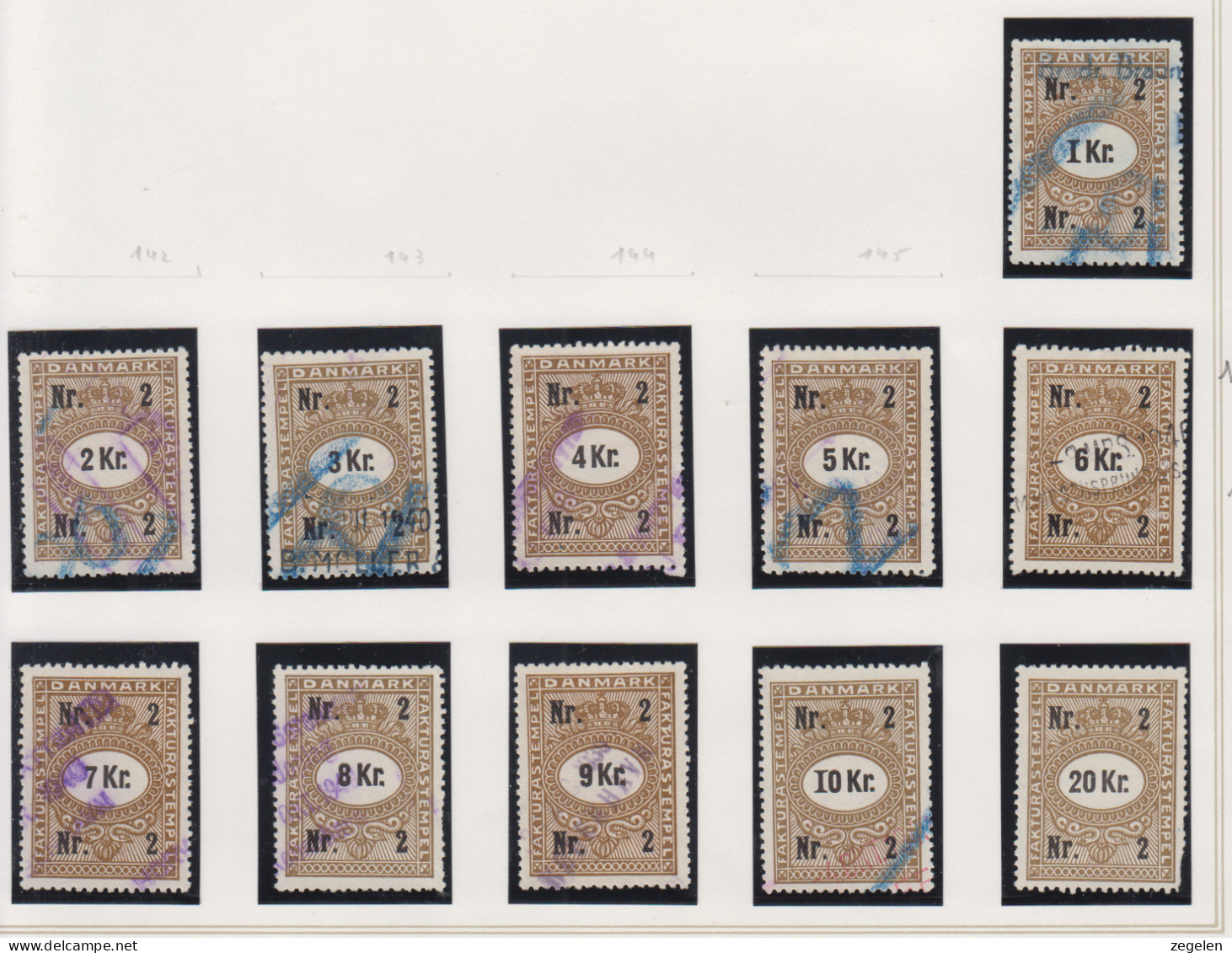 Denemarken Fiskale Zegel Cat. J.Barefoot Faktura 146B/156B - Revenue Stamps