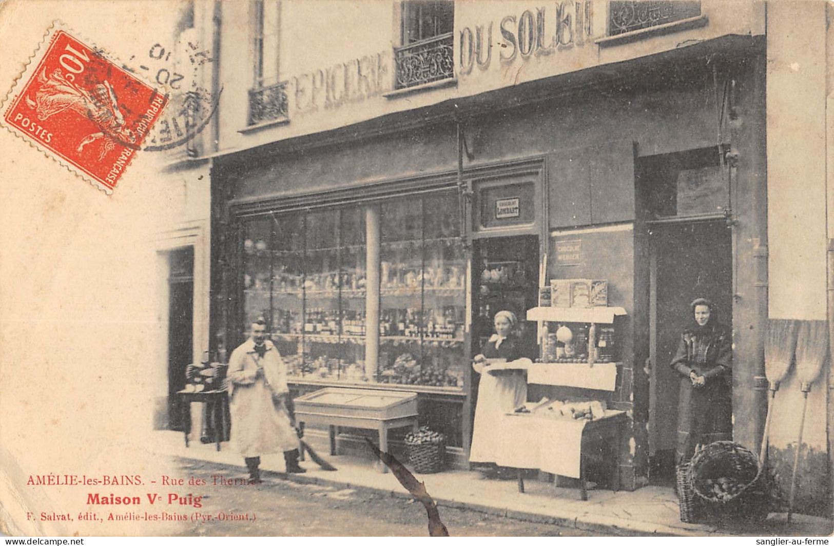 CPA 66 AMELIE LES BAINS / MAISON V.PUIG / EPICERIE DU SOLEIL / RUE DES THERMES / Cpa Rare - Amélie-les-Bains-Palalda