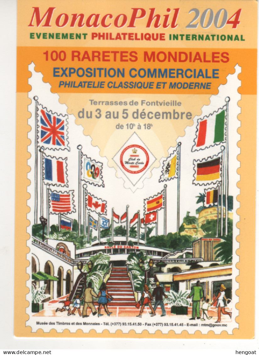 Timbres , Stamps " Exposition Philatélique : Monacophil 2004  " Sur CP , Carte , Postcard Du 06/01/2004 - Covers & Documents
