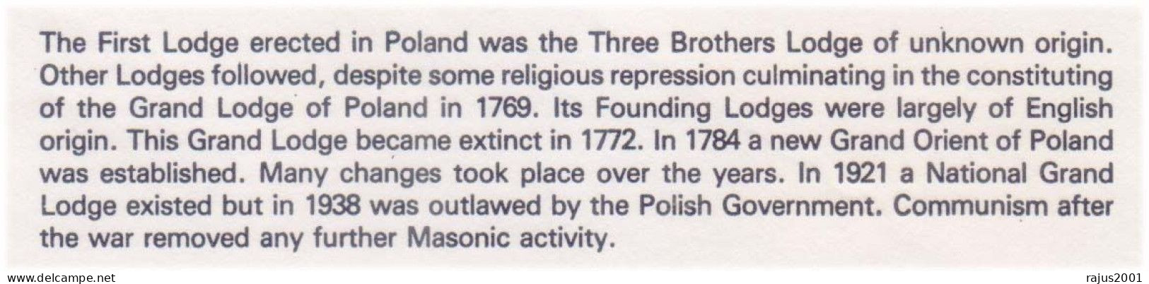 First Grand Lodge Erected In Poland, Three Brothers Lodge Of Unknown, Freemasonry Masonic, Limited Only 90 Cover Issued - Freimaurerei