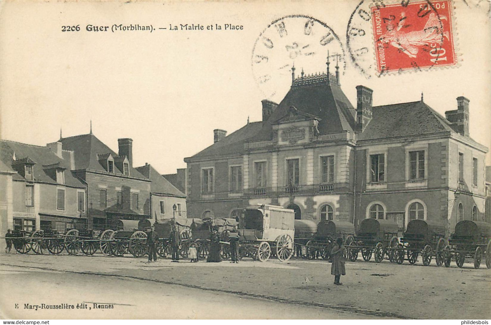 MORBIHAN  GUER  La Mairie Et La Place - Guer Coetquidan