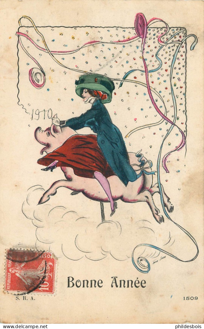 SAGER Xavier  Illustrateur  " Bonne Année "  1910 - Sager, Xavier