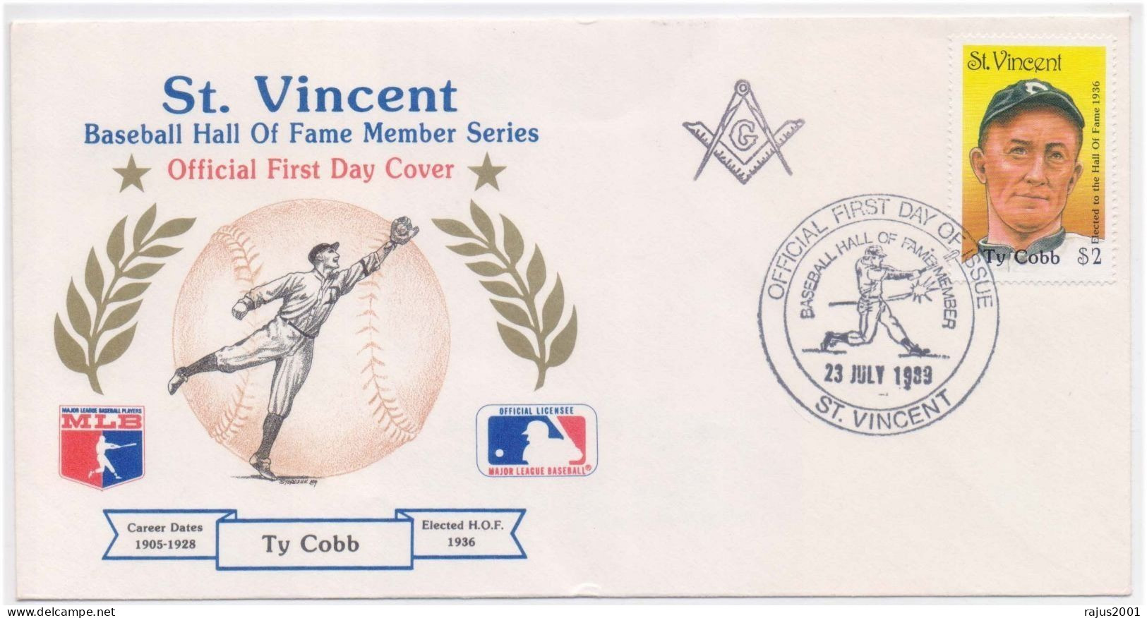 TYRUS R.TY COBB, MEMBER OF ROYSTON LODGE NO. 426, Baseball, Freemasonry Masonic, Only 125 Cover Issued Very Limited - Francmasonería