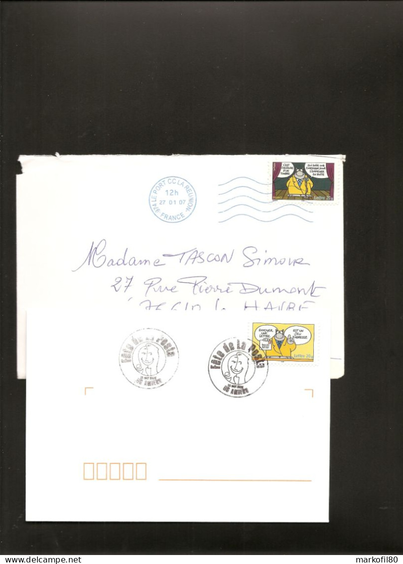 Lot De Timbres Sur Lettre France  BD Fête Du Timbre 2006 LE CHAT Dont Une De La Réunion - Philabédés (cómics)