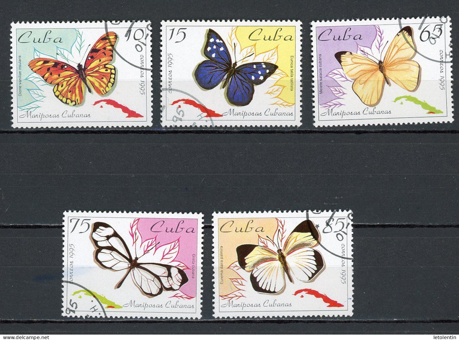 CUBA - PAPILLONS  N°Yt 3443/3447 Obl. - Usati