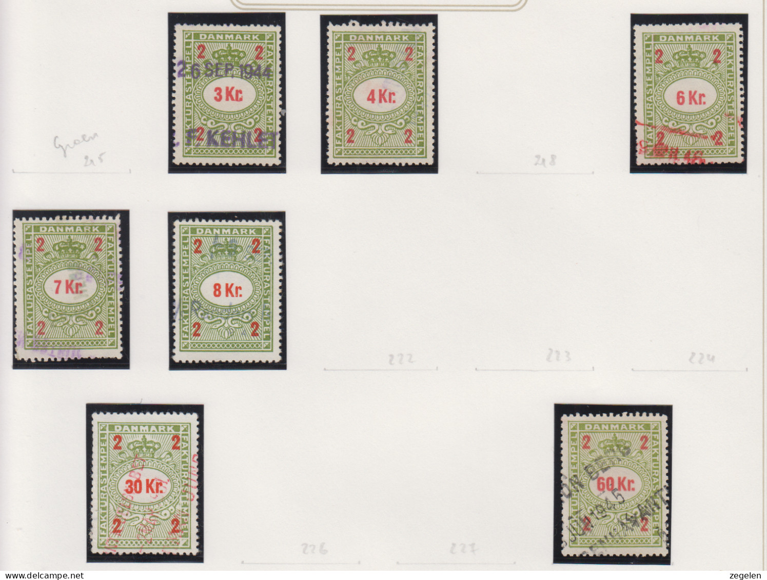 Denemarken Fiskale Zegel Cat. J.Barefoot Faktura Tussen 216G  En 228G - Revenue Stamps