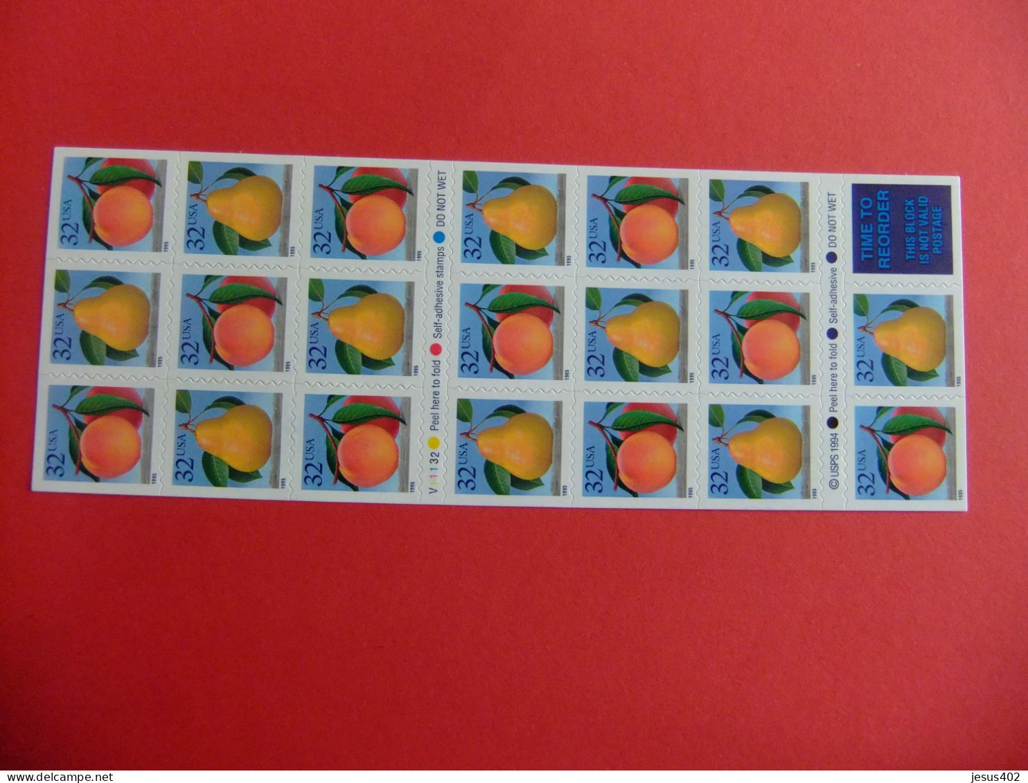 ESTADOS UNIDOS / ETATS-UNIS D'AMERIQUE 1995 FRUITS FRUTAS YVERT CARNET 2384 ** MNH - 3. 1981-...