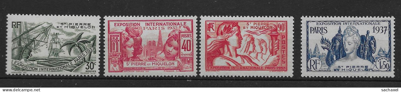 1937 Saint Pierre Et Miquelon N° 161, 162, 164, 165 Nf* MLH. Exposition Internationale  De Paris - Neufs