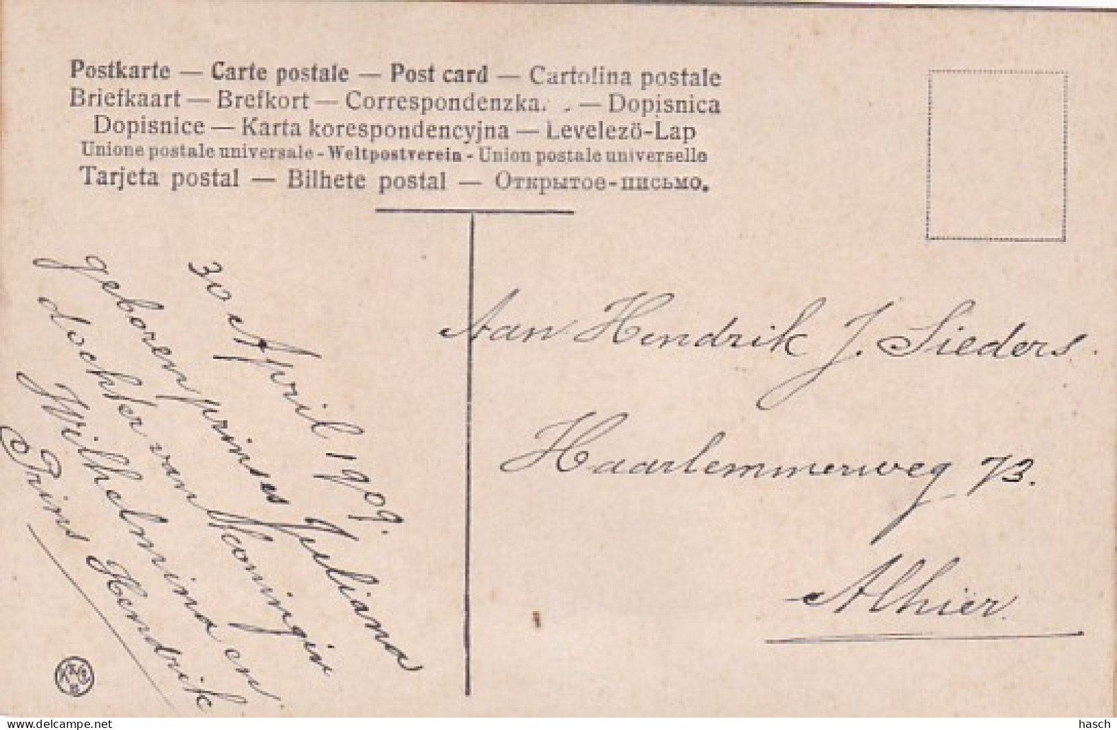2561      47           Hartelijk Gefeliciteerd. (tekst Achterkant : 30 April 1909 Geboren Prinses Juliana Dochter Van - Königshäuser