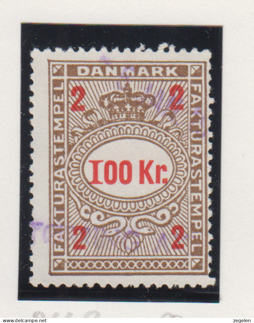 Denemarken Fiskale Zegel Cat. J.Barefoot Faktura 266B - Revenue Stamps