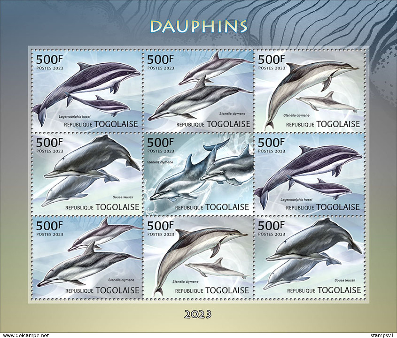 Togo  2023 Dolphins. (249f03) OFFICIAL ISSUE - Delfine