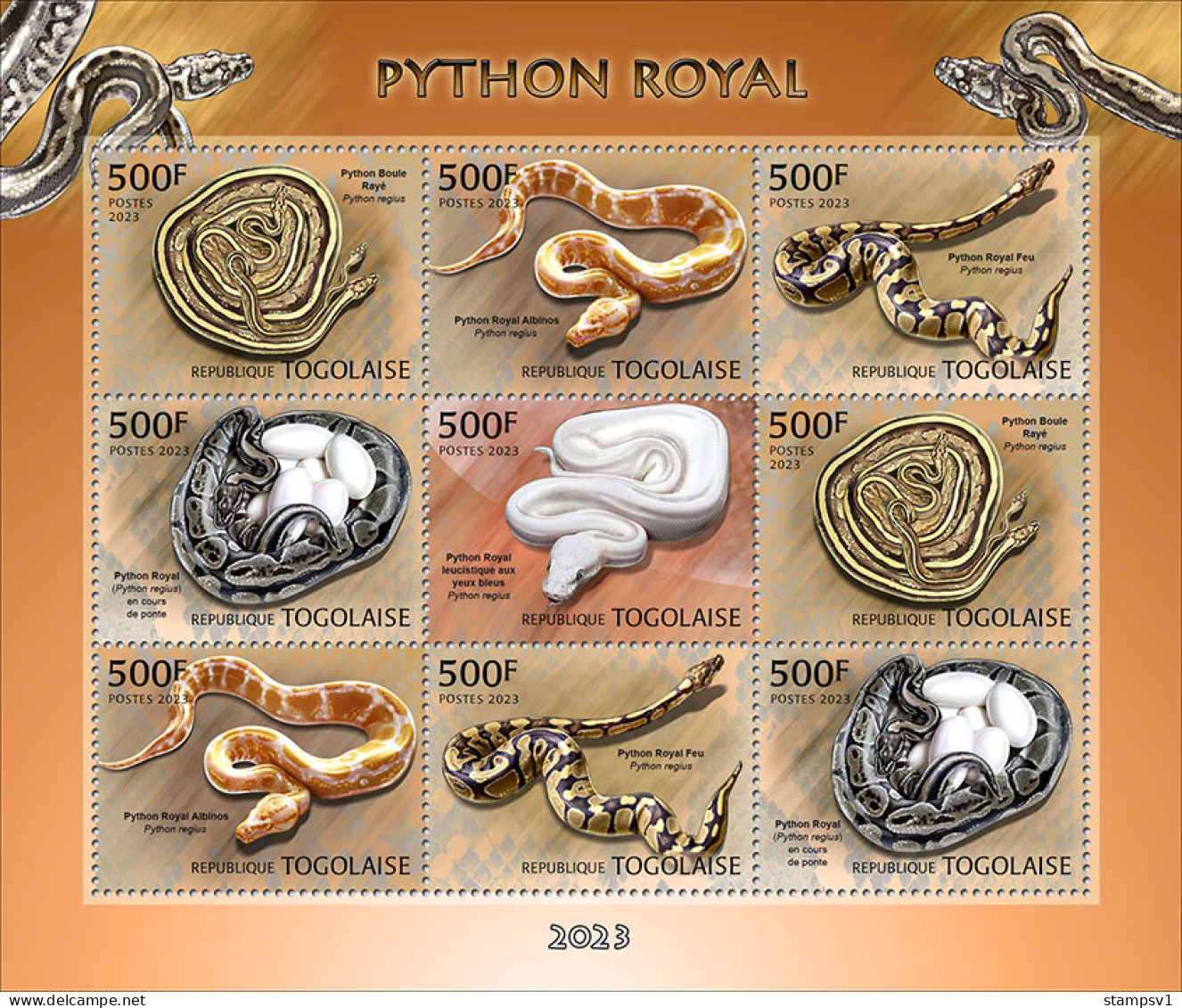 Togo  2023 Royal Python. (249f12) OFFICIAL ISSUE - Schlangen