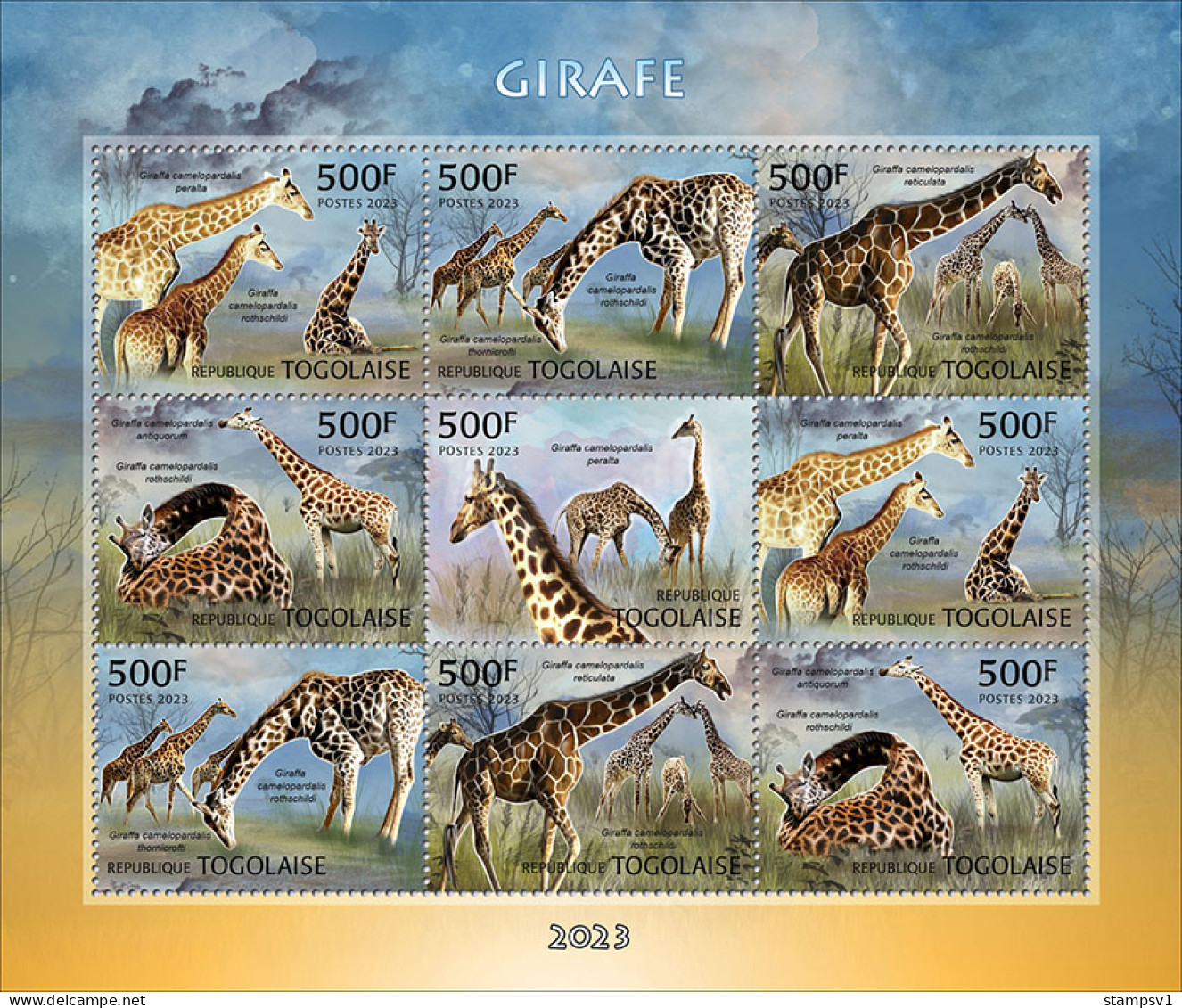 Togo  2023 Giraffe. (249f15) OFFICIAL ISSUE - Girafes