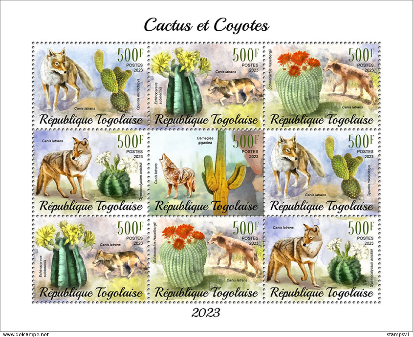 Togo  2023 Cactus And Coyotes. (249f22) OFFICIAL ISSUE - Sukkulenten