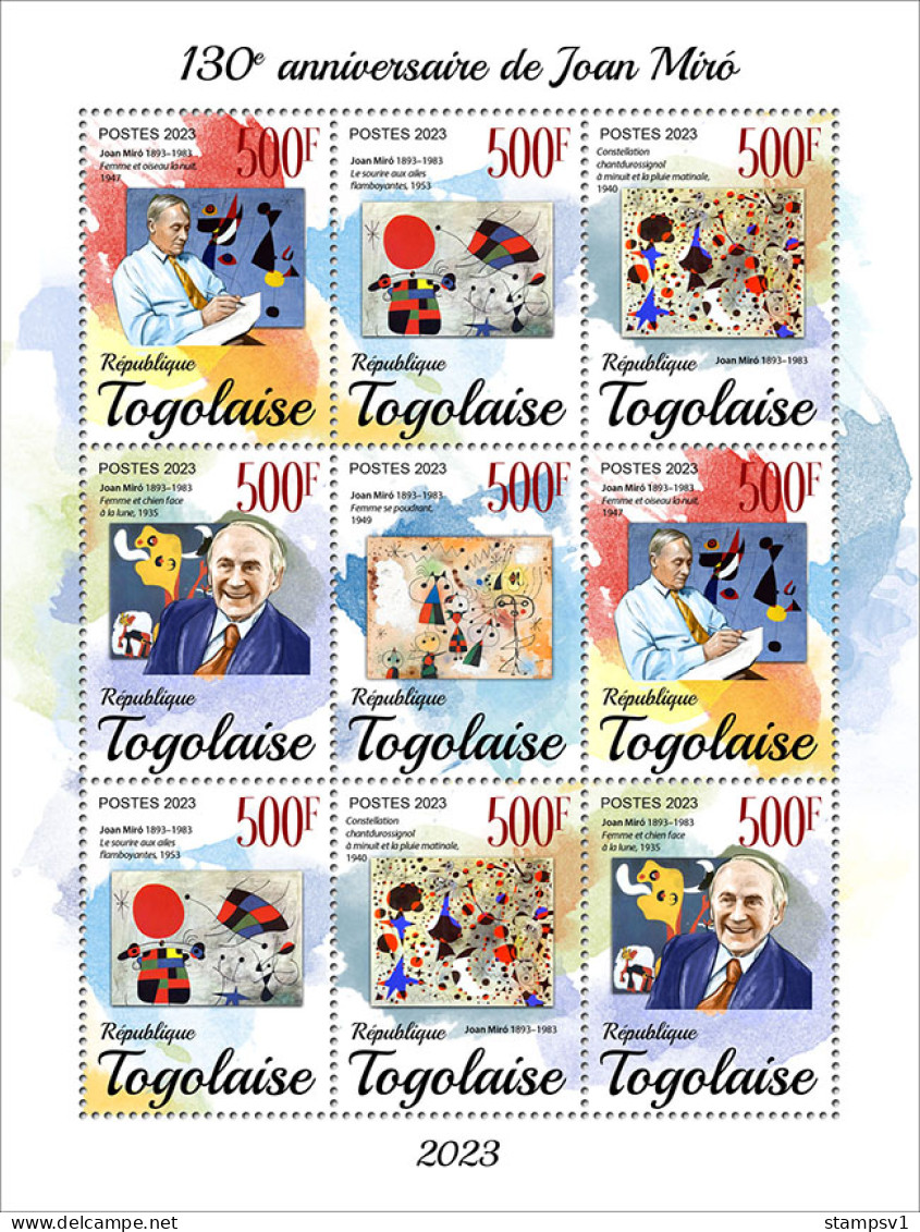 Togo  2023 130th Anniversary Of Joan Miró. (249f45) OFFICIAL ISSUE - Otros & Sin Clasificación