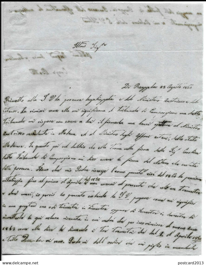 GRANDUCATO DI TOSCANA  , LETTERA PER LUSIGNANO , 1852 . - Tuscany