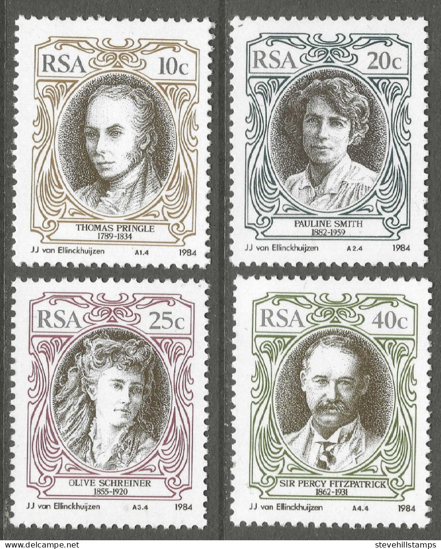 South Africa. 1984 South African English Authors. MNH Complete Set. SG 554-557. M2149 - Ongebruikt