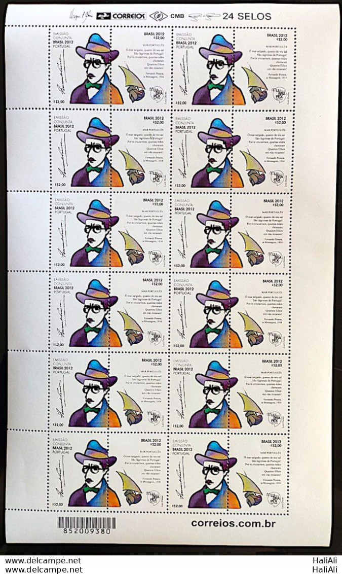 C 3227 Brazil Stamp LUBRAPEX Portuguese Language Fernando Pessoa Literature 2012 Sheet - Unused Stamps