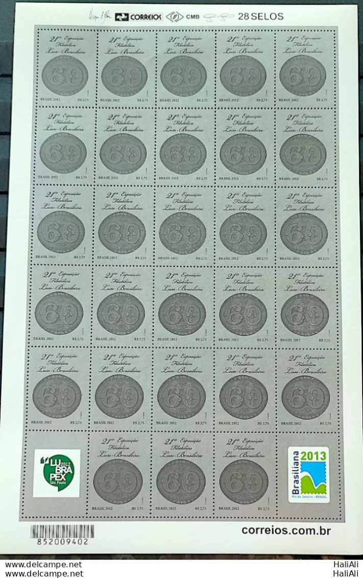 C 3220 Brazil Stamp Exhibition Portugal Lubrapex Bulls Eye 2012 Sheet - Unused Stamps