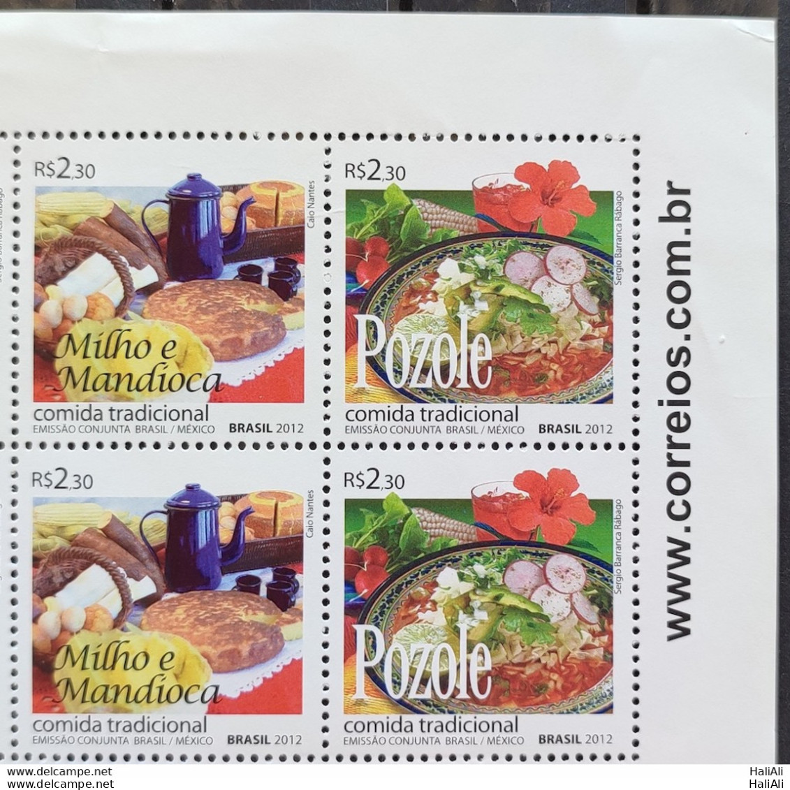 C 3215 Brazil Stamp Diplomatic Relations Mexico Gastronomy 2012 Block Of 4 Vignette Site - Unused Stamps