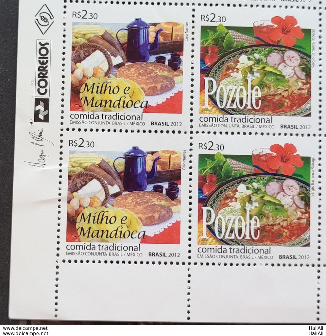 C 3215 Brazil Stamp Diplomatic Relations Mexico Gastronomy 2012 Block Of 4 Vignette Correios - Unused Stamps