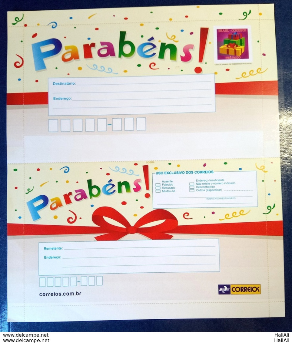 Brazil Aerograma Cod 152 Birhtday CONGRATULATIONS 2012 - Postal Stationery