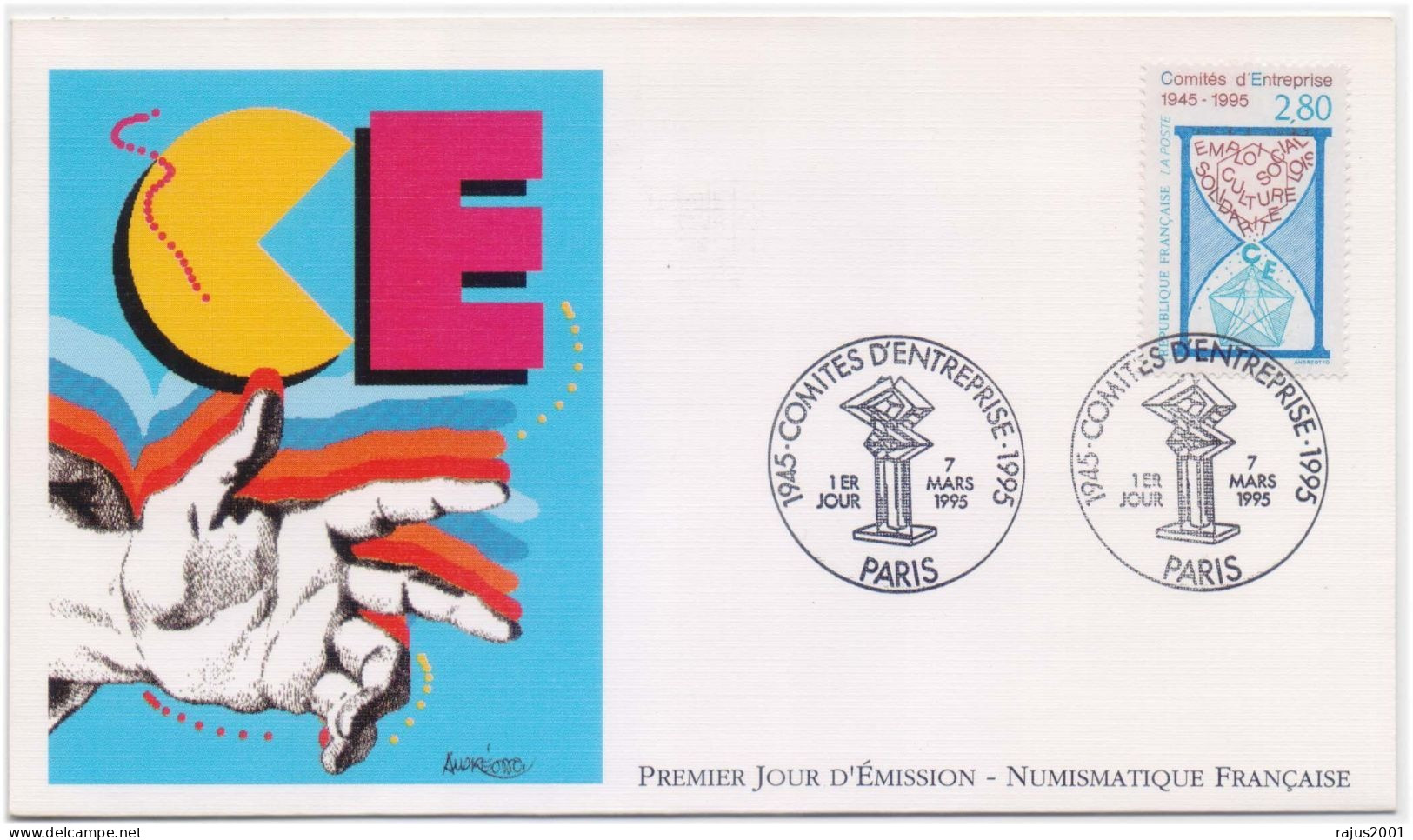 Vitruvian Man, Hourglass Masonic Symbol, Hand, Freemasonry, France FDC 1995 - Francmasonería