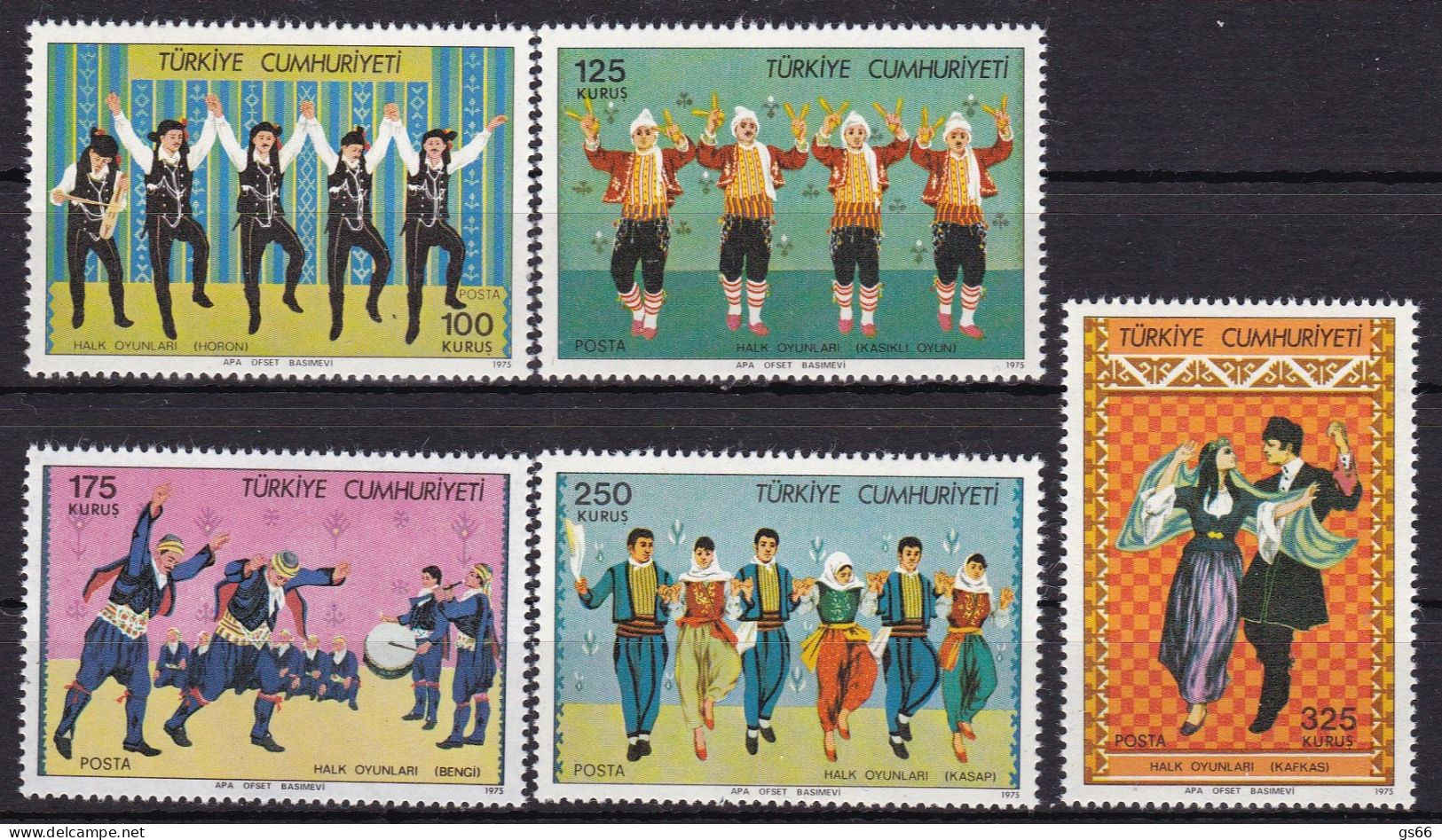 Türkei, 1975, 2361/65, MNH **,   Volkstänze ( - Unused Stamps