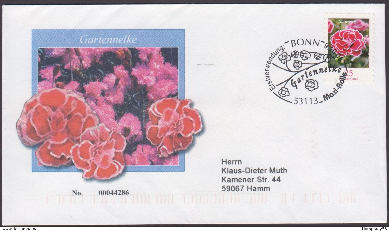 2008 - GERMANY - FDC Flowers [XVIII]: Carnation Or Clove Pink [Michel 2699] + BONN - 2001-2010